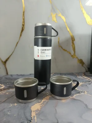 Termo Metálico Vacuum Flask Set Premium | 3 Tazas Incluidas y Colores Modernos