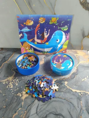 Rompecabezas 100 Piezas Niños | 3 Mundos de Fantasía en Caja Circular ¡Increíble!