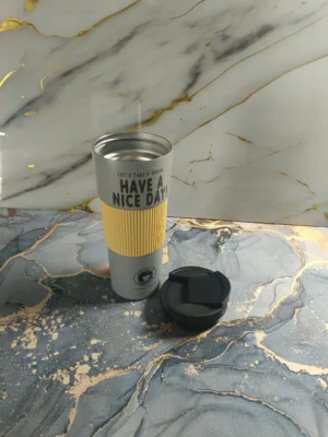 Termo Metálico 600ml | Vaso Térmico de Acero Inoxidable para Frío y Caliente ¡Diseño Ergonómico!