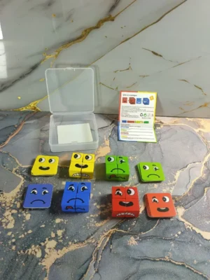 Juego de Cubos de Expresiones | 16 Bloques de Madera y 64 Cartas de Desafío para 4 Personas ¡Increíble!